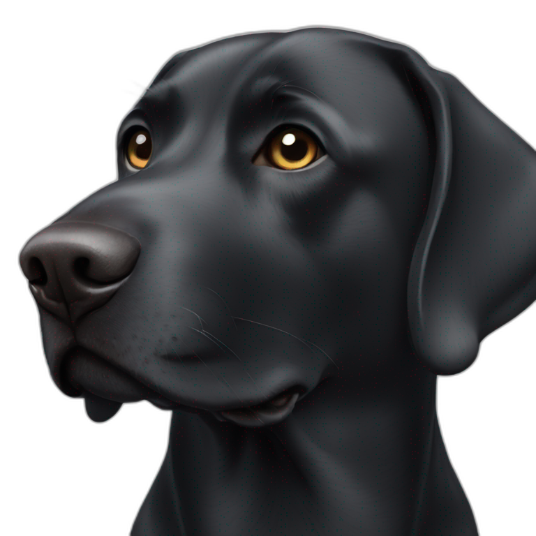 Black sad Labrador dog add white dog on nose and white neck emoji
