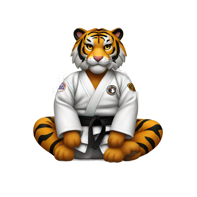 Tiger sitting black belt jiu-jitsu  emoji