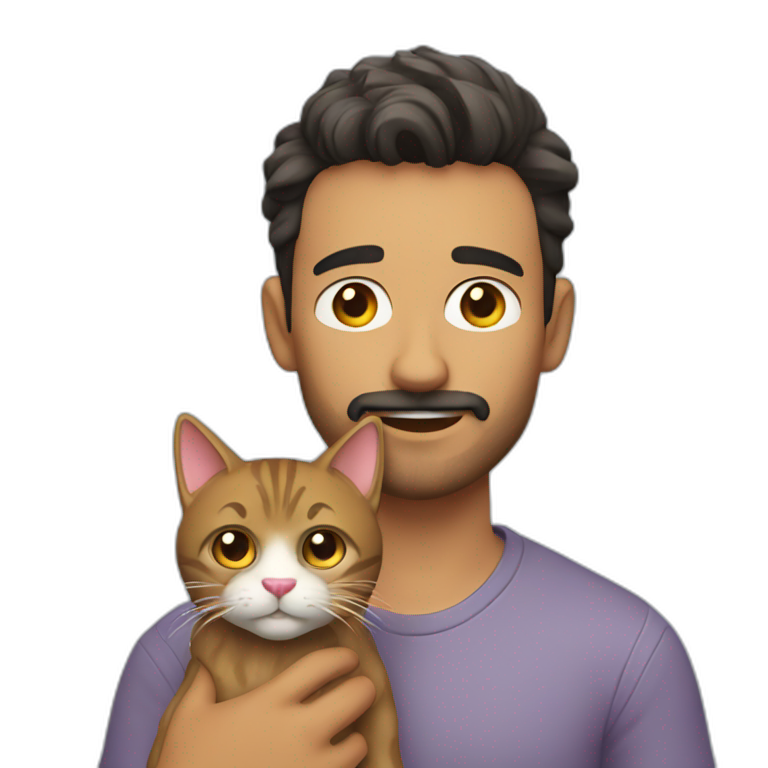 Chico barbudo con un gato emoji