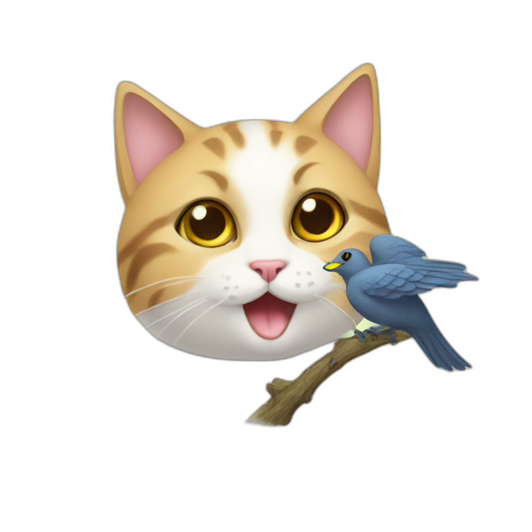 cat with bird emoji