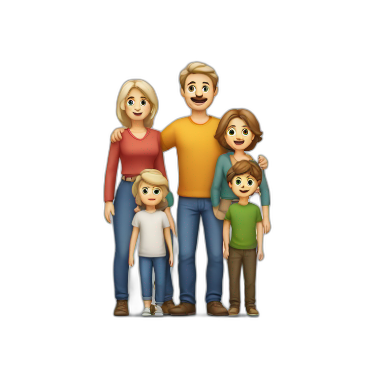 European family with 5 persons father mother and 3 sons emoji