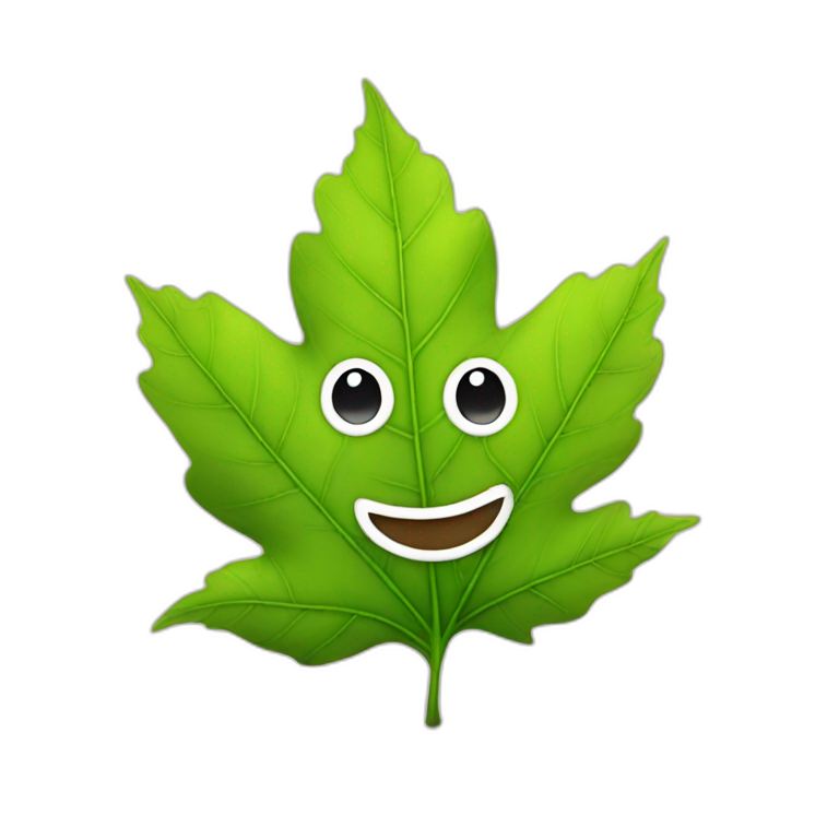 Leaf with a smile emoji