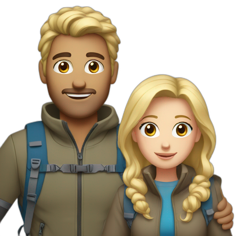 Mom and Dad Hiking blond Hair Blue eyes emoji