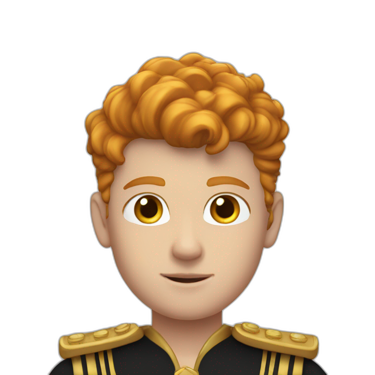 A 15yo ginger male in royal black and gold uniform on him emoji