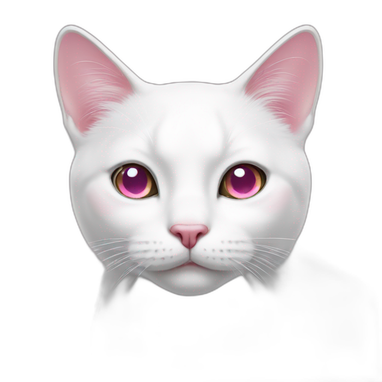 A white cat with a pink nose emoji