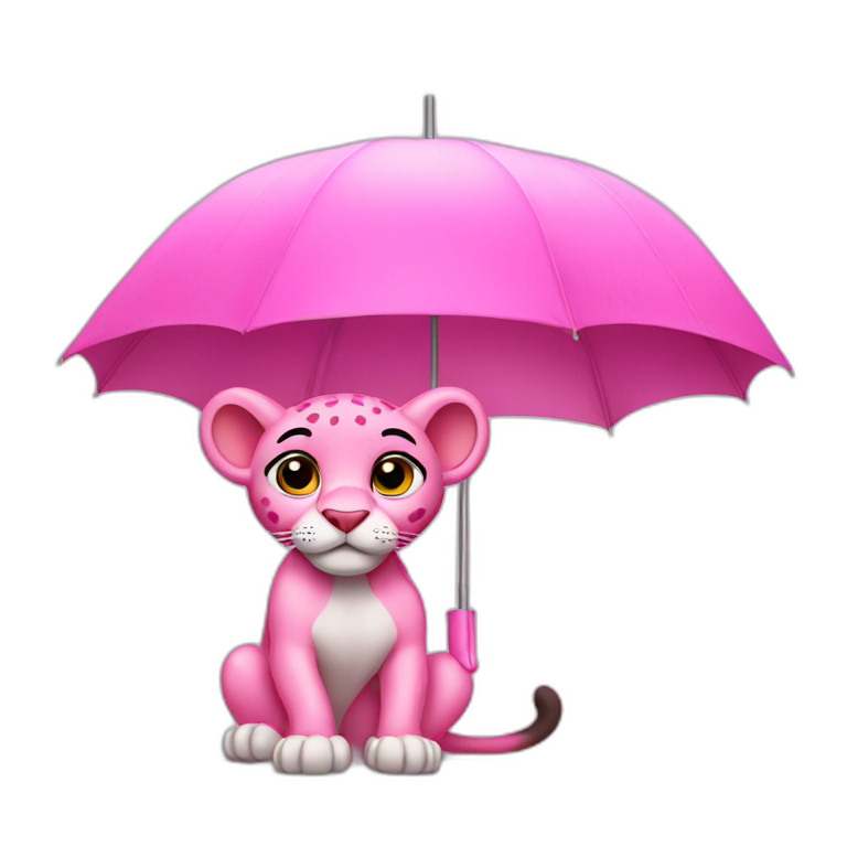 pink panther under umbrella emoji