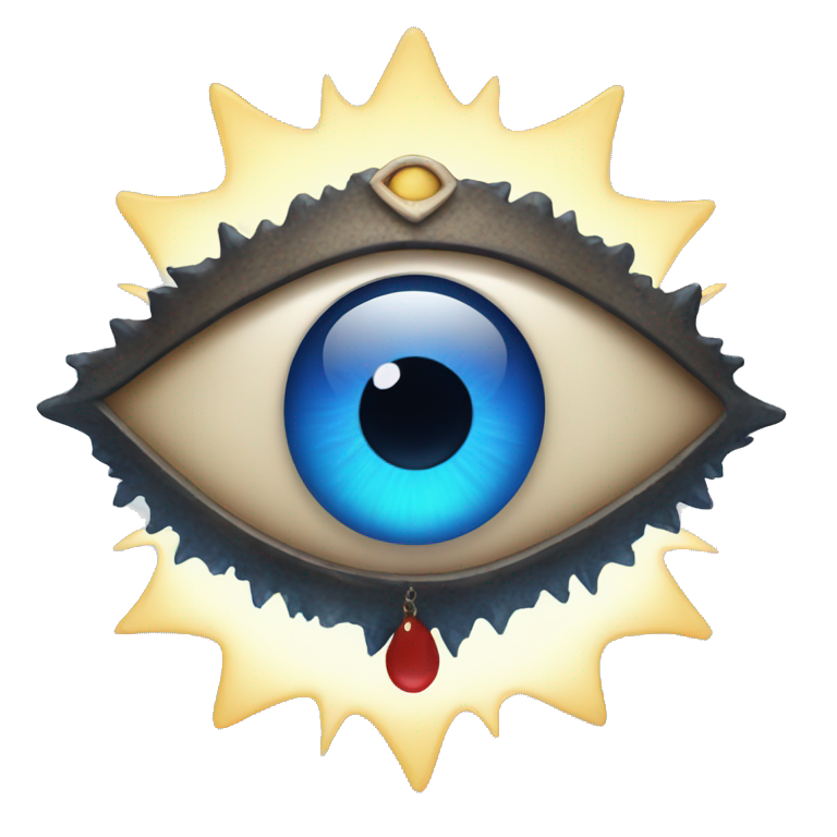 Evil eye with blue heart and sun emoji