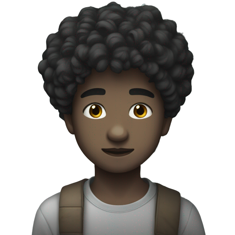 cool afro boy stares confidently emoji