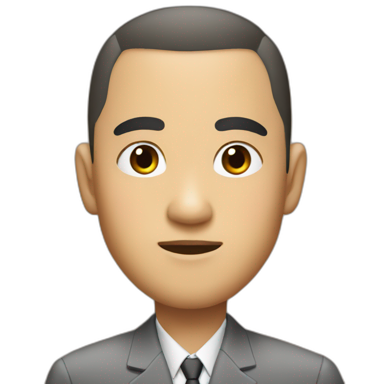 Asian, thick eyebrows, Buzz cut, suit emoji