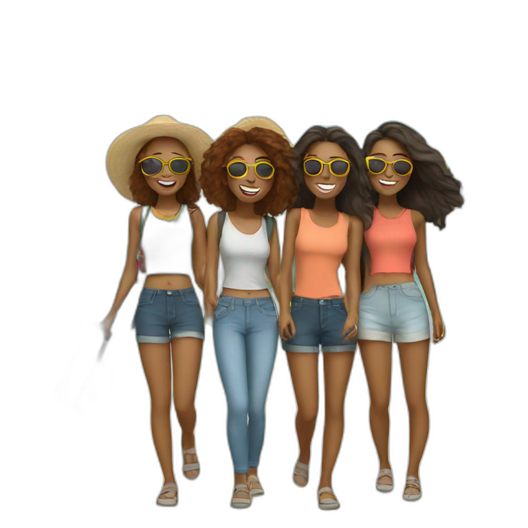 travel with friends (4 girls) emoji