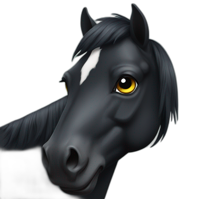 one eyed black horse face emoji