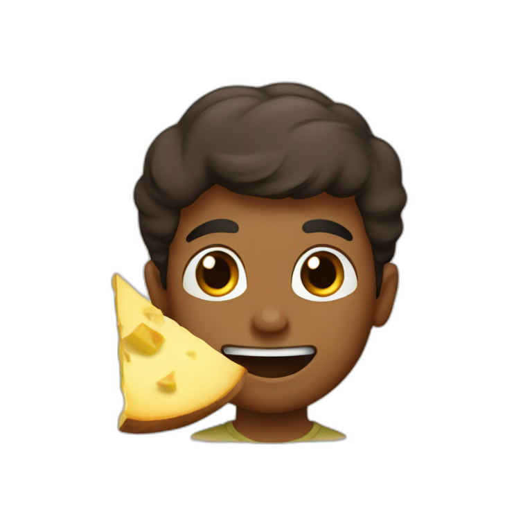 a brown boy eating a slice of potato  emoji