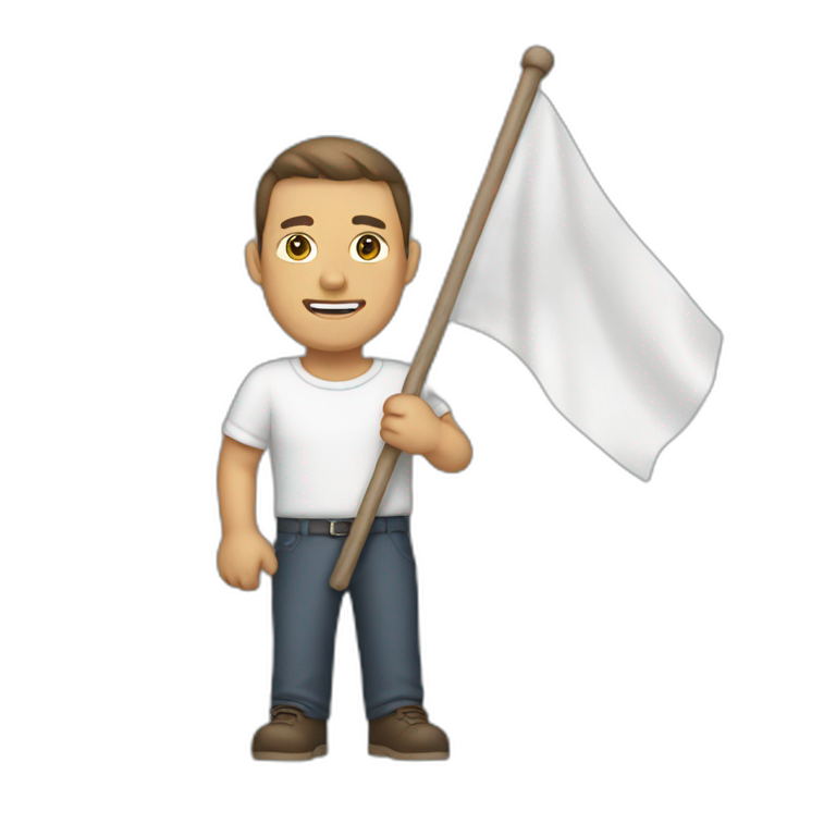 man holding a white flag emoji