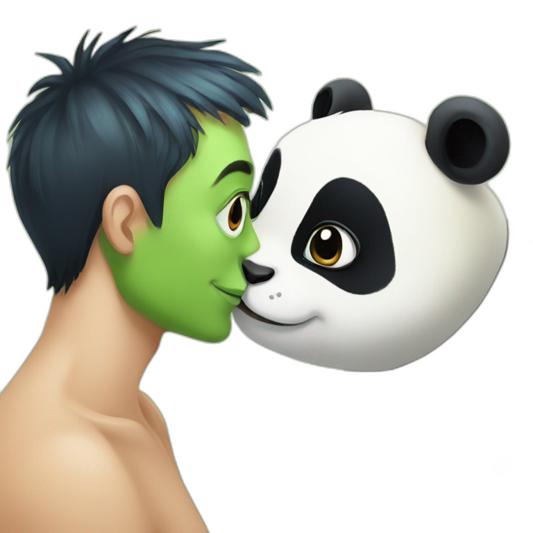 frog kissing a panda emoji