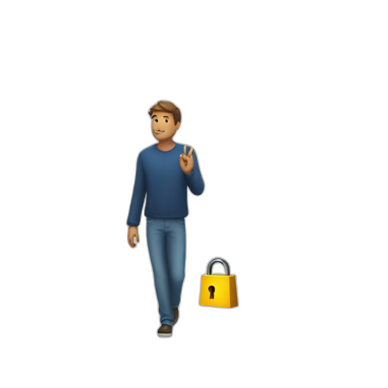 a man walking into a key lock portal emoji