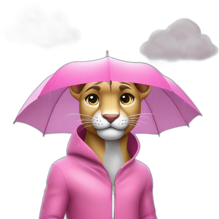 pink panther under rain and clouds emoji