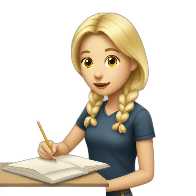 Blonde Girl studying in art school emoji