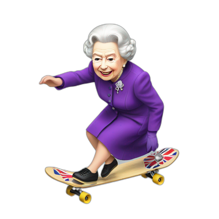 queen elizabeth ii skateboarding emoji