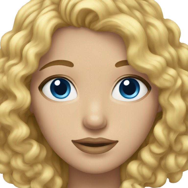 Woman with curly blonde hair and blue eyes emoji