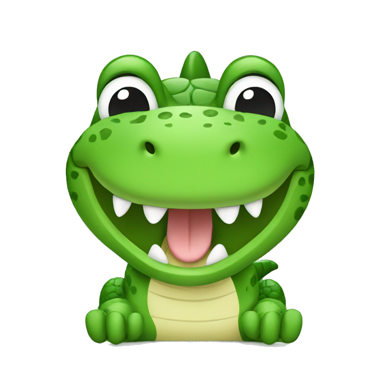 Cute crocodile making peace with hand emoji