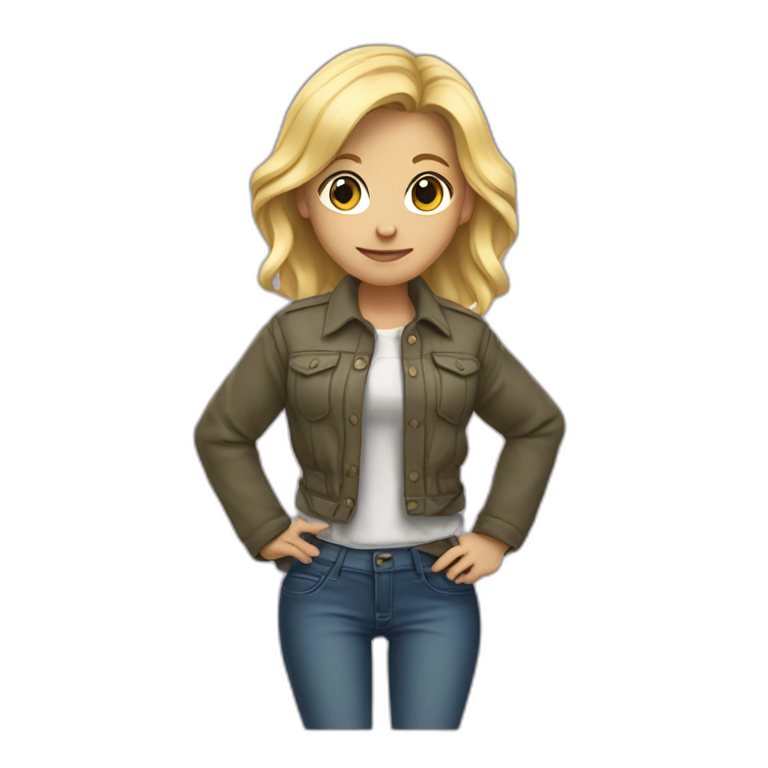 Blonde girl with her jacket tied around her hips emoji