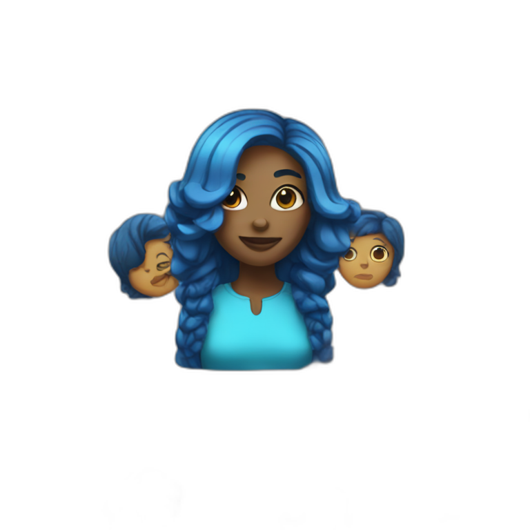 Black woman with blue hair emoji