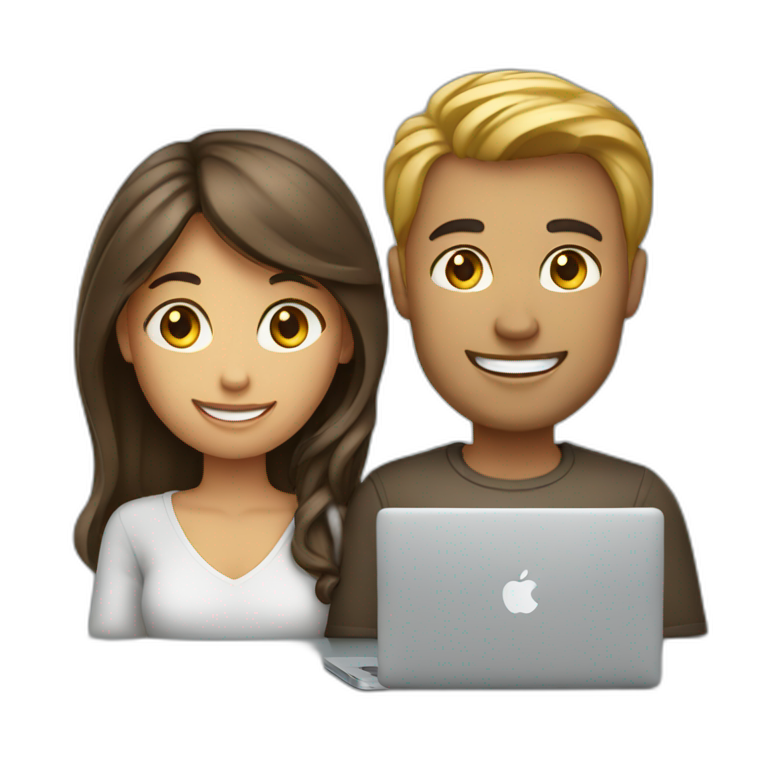 mens and womens with macbook emoji