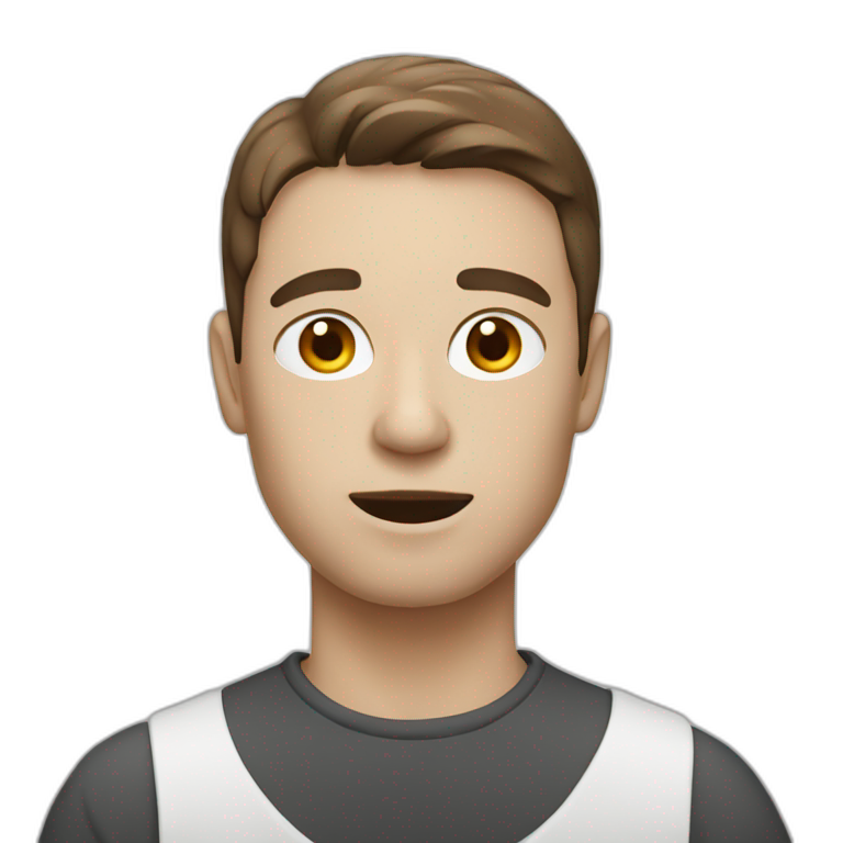 A blind man with brown hair and white face colour emoji