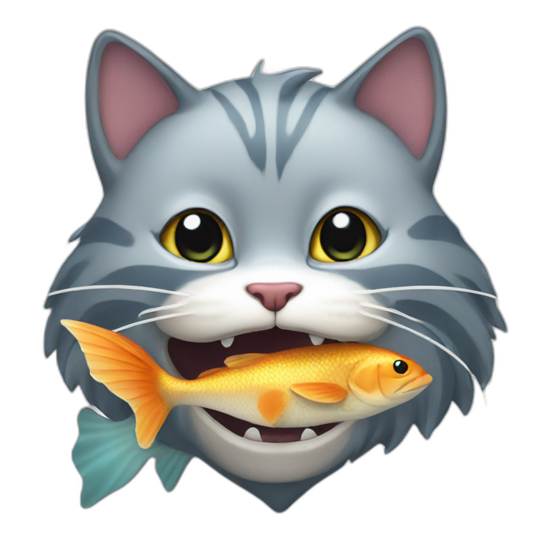 Cat with a fish in mouth emoji