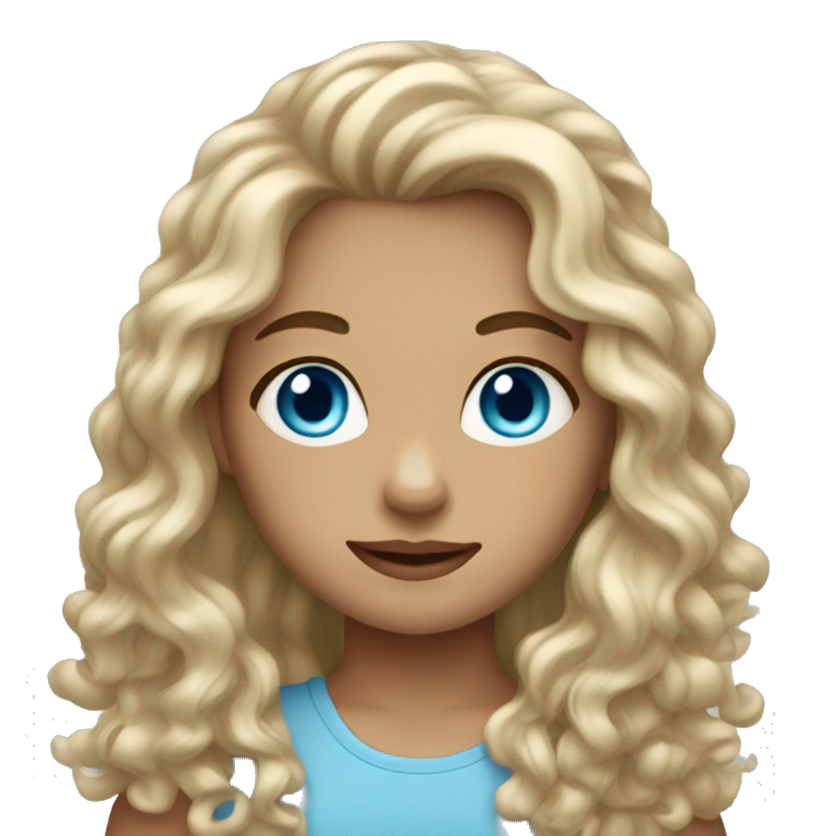 girl with long curly dark hair blue eyes light skin emoji