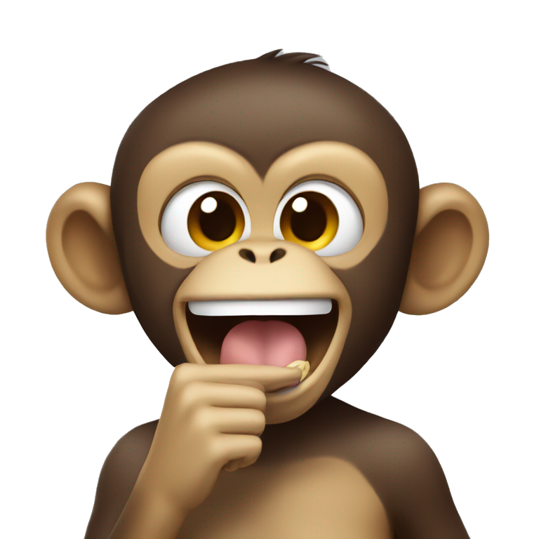 Monkey biting her finger smiling emoji