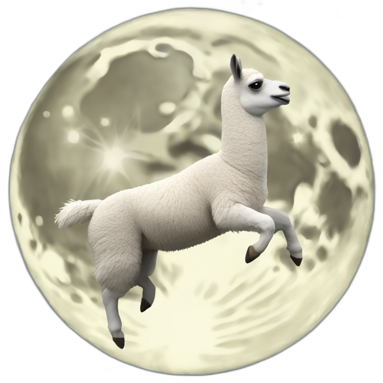 llama jumping over moon emoji