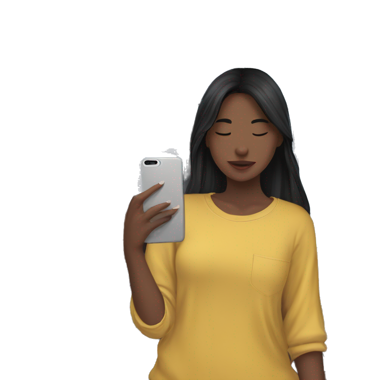 girl by window holding phone emoji
