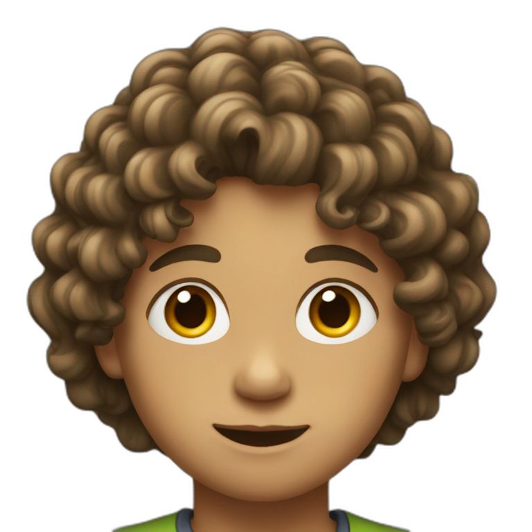Young boy with long curly hair emoji