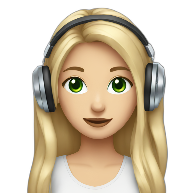 Anastasiia with green-blue eyes with headphones emoji