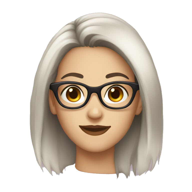 caucasian female, black hair with glasses emoji