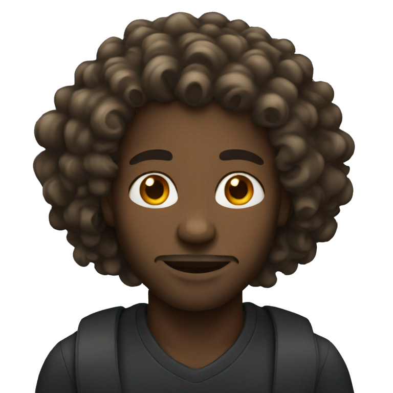 black man have long curly hair emoji
