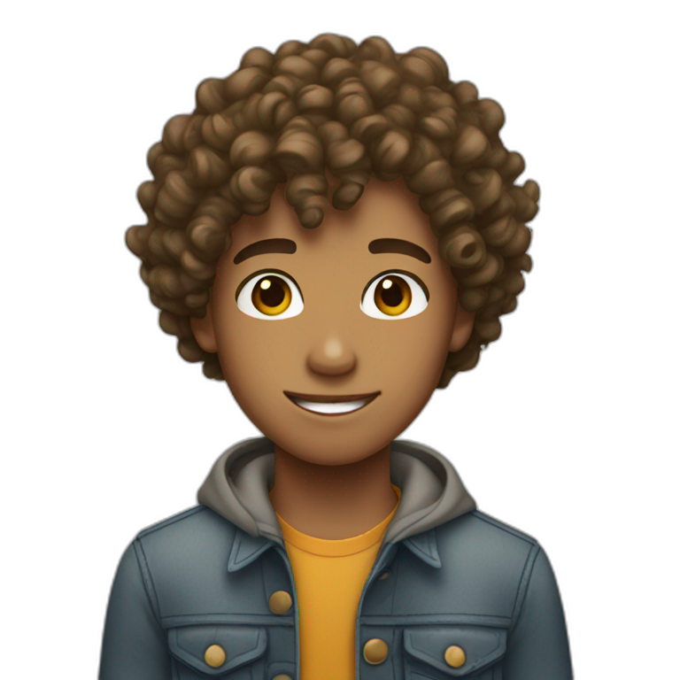 cute teenage boy with curly hair emoji