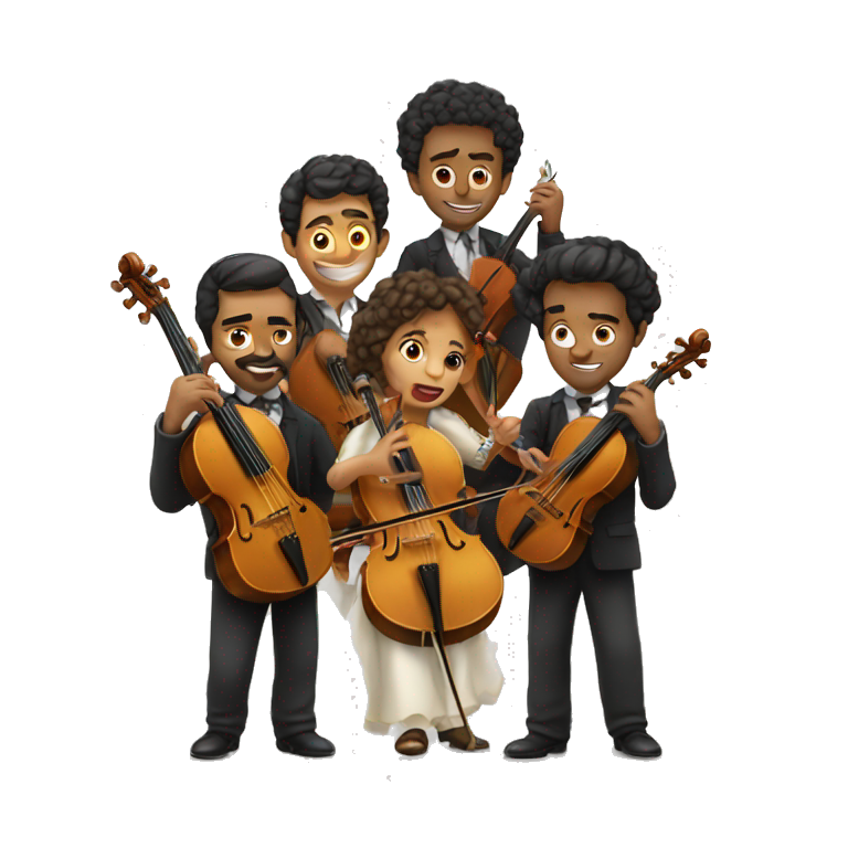 5 spanish dressed people, playing the strings emoji