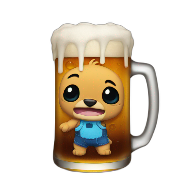 stitch drink a beer emoji