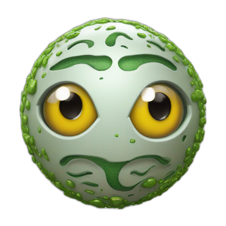 3d sphere with a cartoon Slime skin texture with Eye of Horus emoji