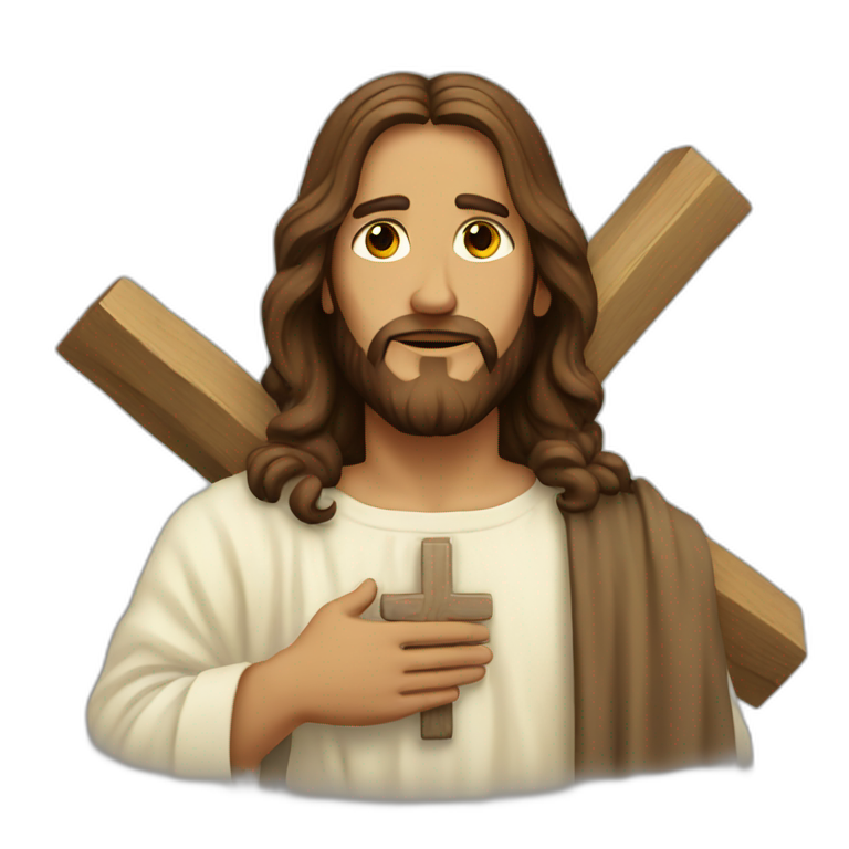 Jesus holding a cross emoji