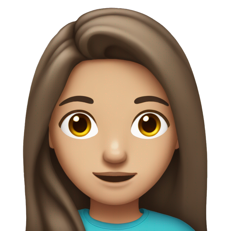 teenage girl with long brown hair and dark eyes emoji