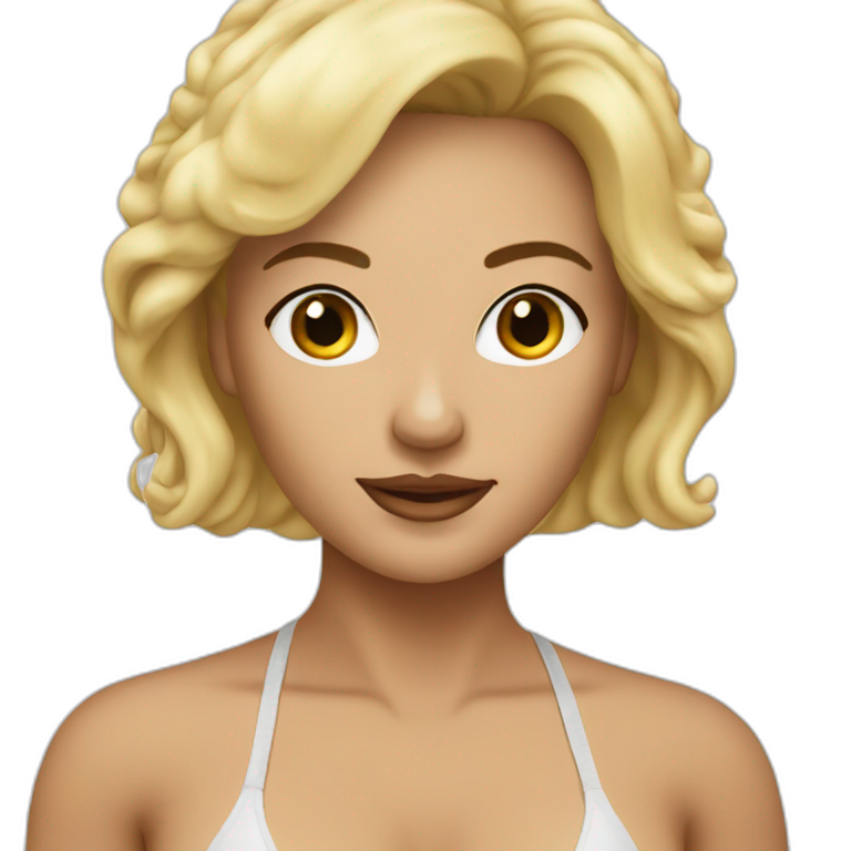 Woman blondie fifty years old in bikini emoji