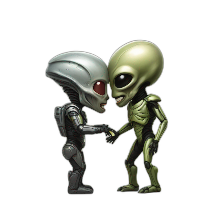 Alien is kissing Predator emoji