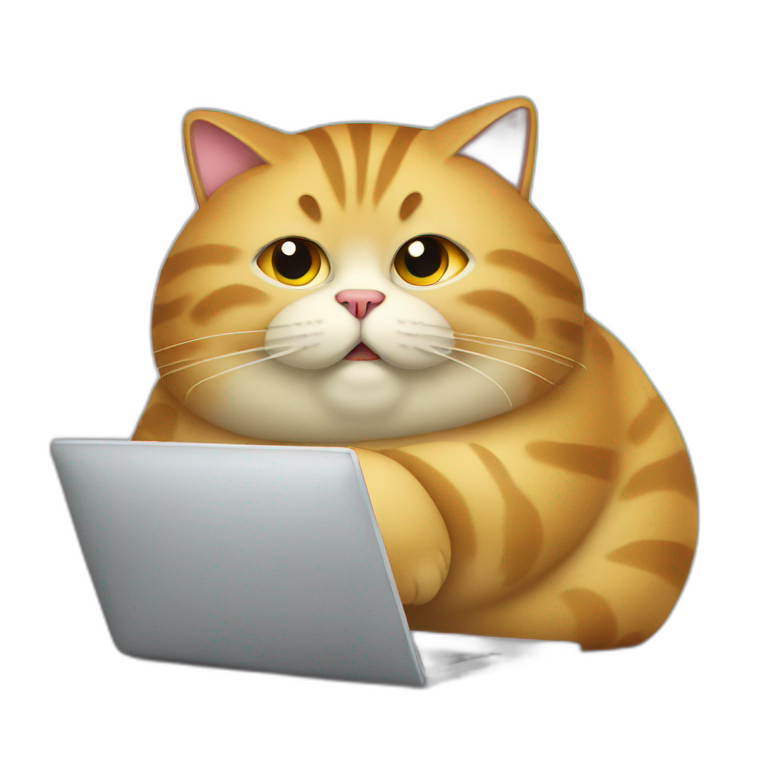 fat cat coding on laptop emoji