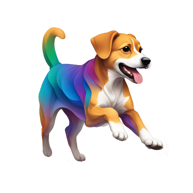 Vector art of a dog running made of vector multicoloured gradient shapes abstract shapes vector art emoji