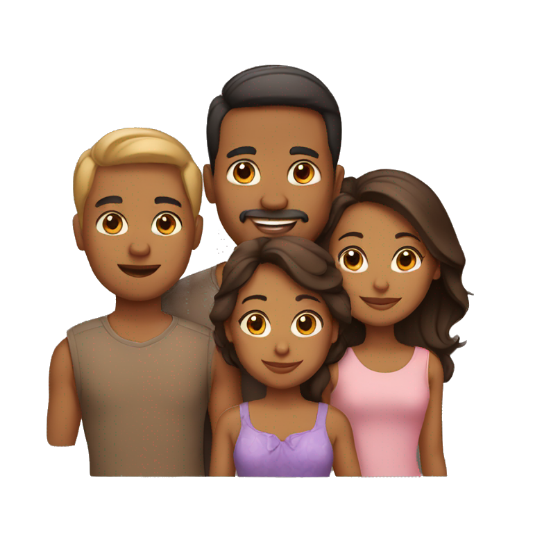 light brown skin family of 4 emoji