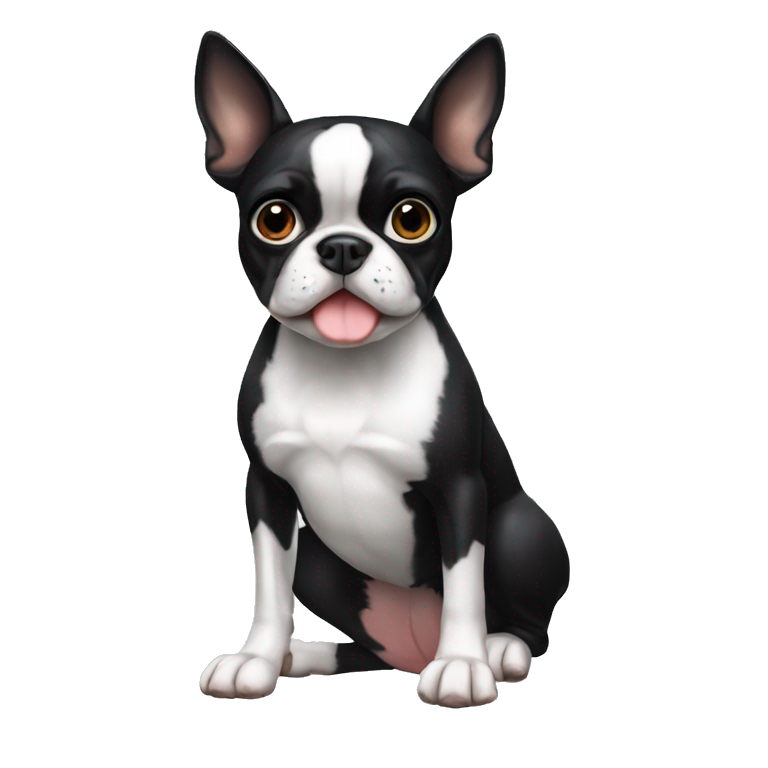 boston terrier sitting and offering a paw to shake emoji