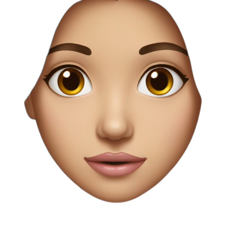 Girl with brown hair brown eyes light pink lips emoji